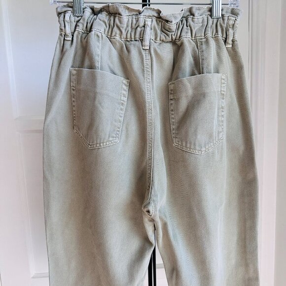 Zara Women's Sage Green Wide Leg Paperbag Barrel Ankle Jean Size S / 6 - Picture 6 of 8